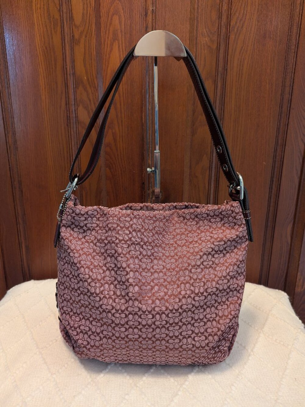 RARE Coach Signature Convertible Duffle bag Burgundy/Plum/Wine colored EUC